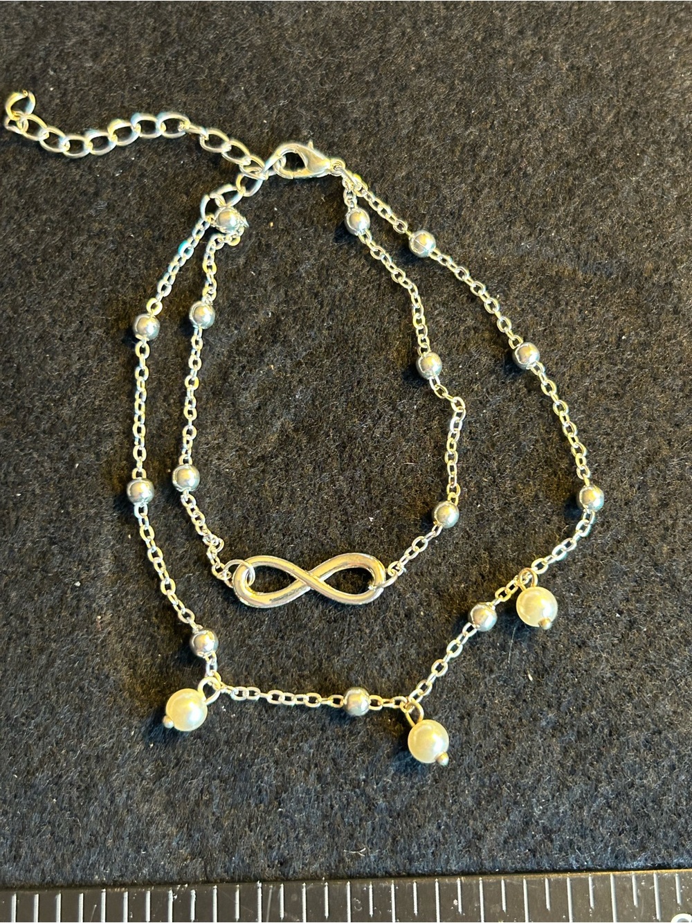 Silver Infinity & Pearl Accent Double-Layer Bracelet (7)